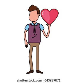 man with nice heart in his hand and cute wear