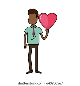 man with nice heart in his hand and cute wear