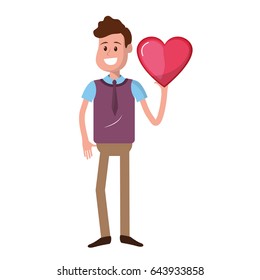 man with nice heart in his hand and cute wear
