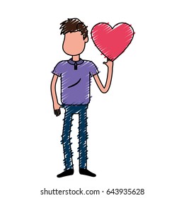 man with nice heart in his hand and cute wear