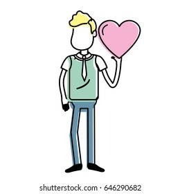 man with nice heart in his hand and cute wear