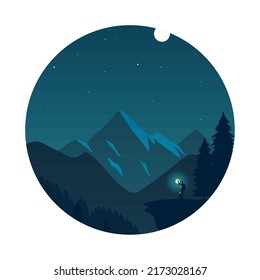 hombre en el diseño de la escena nocturna