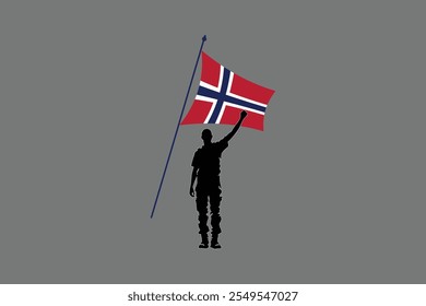 Um homem com bandeira da Noruega, Bandeira da Noruega símbolo nacional ilustração Vetor, Retângulo Noruega bandeira ilustração, Vetor plano ilustração
