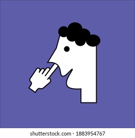 Man Nose Picking Icon Vector