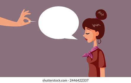 
Man Not Letting a Woman to Voice her Opinions Vector Illustration. Suppressed voice of a girl unable to express herself freely 
