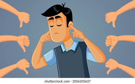 Man Not Listening to Negative Feedback Vector Cartoon

Self-sufficient adult person ignoring criticism having his ego hurt blocking communication
