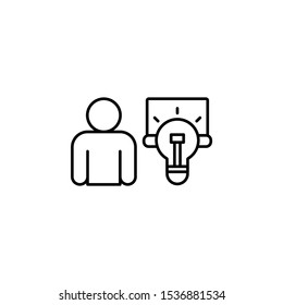 Man, notebook, idea icon. Simple line, outline vector of confidential information icons for ui and ux, website or mobile application