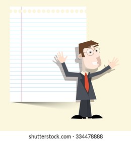 Man with Notebook Paper Vector