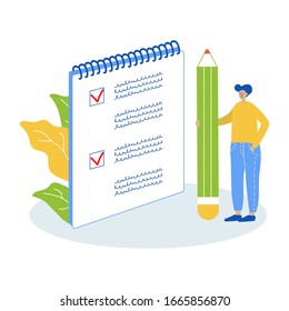 man notes in terms of points vector illustration