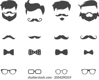 man objects collection shapes black set