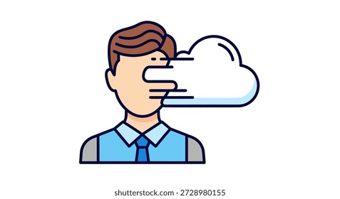 Man obscured by a cloud