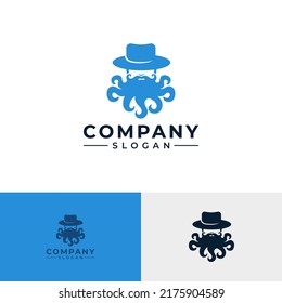 Man with octopus beard wearing hat logo