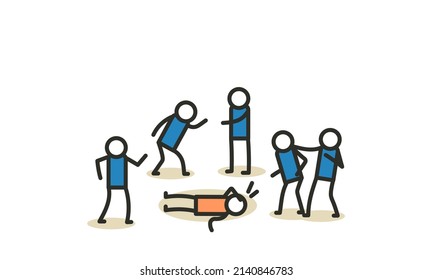 Ilustración de negocios de vectores abusadores deprimidos en la oficina del hombre. Caricatura cansada estrés laboral de los empleados. Concepto triste masculino sobrecargado de trabajo. Diálogo de trabajo de sobrecarga de fecha límite. Problema de fracaso profesional humano