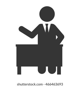 man office desk suit executive business businessperson silhouette tie vector graphic isolated and flat illustration