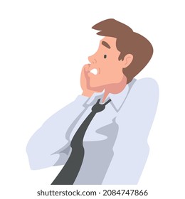 Man Office Employee Afraid of Something and Terrified Shaking with Fear Vector Illustration