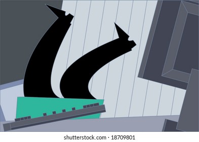 Man in office falling