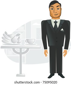 man in the office with free buffet