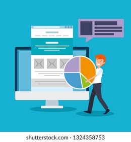 man with office statistics diagram and finance document