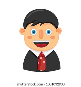 A man in an office suit black. Vector icon of businessman on an isolated background.	
