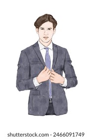 man in office suit with watercolor texture