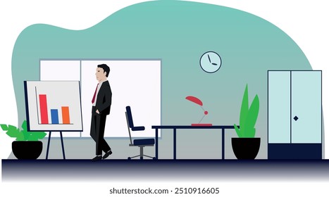 man in office vector illustration
