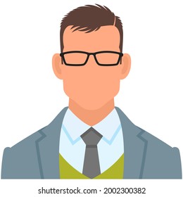 Man office worker clerk avatar icon vector isolated on white