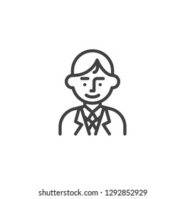Man office worker line icon. linear style sign for mobile concept and web design. Businessman avatar character outline vector icon. Symbol, logo illustration. Pixel perfect vector graphics
