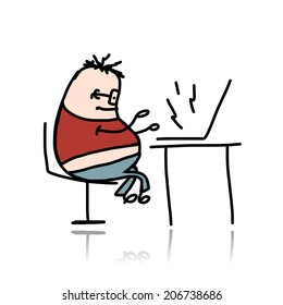Man at office working for laptop