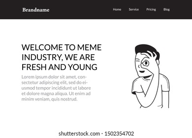 Man with ok gesture and smile face  landing page illustration, vector isolated