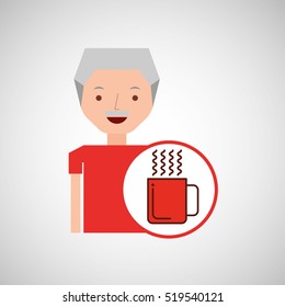 man old gift cup coffee graphic vector illustration eps 10