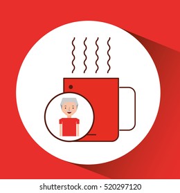 man old gift cup coffee graphic vector illustration eps 10