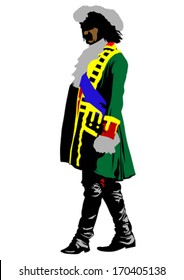 Man in an old suit on a white background