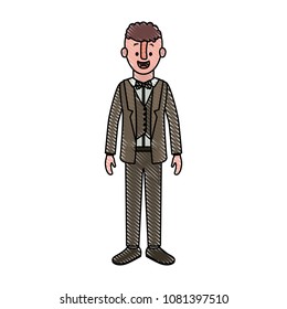 man with old suit with sweater