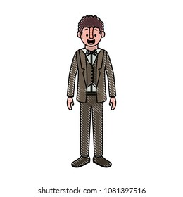 man with old suit with sweater