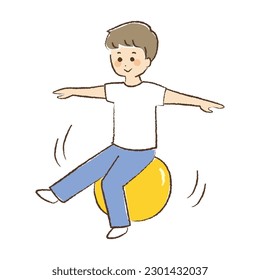 A man is on a balance ball.