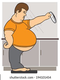 Man on Bathroom Scales
