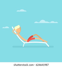 man on beach chair vector illustration