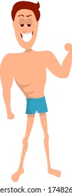 Hombre en la playa , ilustración, vector sobre fondo blanco