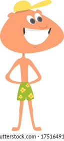 Hombre en la playa , ilustración, vector sobre fondo blanco