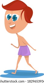 Man on the beach, illustration, vector on white background