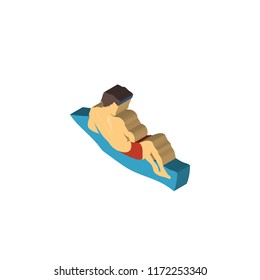 Man on the beach isometric left top view 3D icon