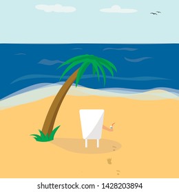 man on the beach under a palm tree