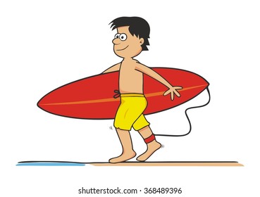 Man on beach, vector icon