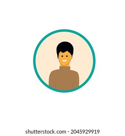 Un hombre de fondo beige en un marco. Retrato de un joven. Retrato moderno minimalista. El avatar. Diseño plano.
