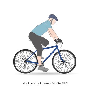 man on a bicycle. correct fit and posture for cycling. vector illustration.