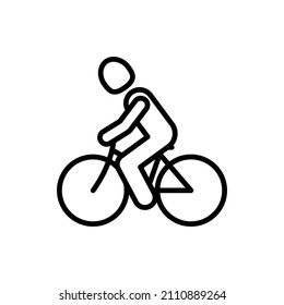Man on bicycle. Cycling race in triathlon thin line icon. Modern vector illustration.