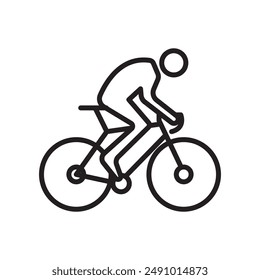 Man on bicycle icon Black line art vector logo