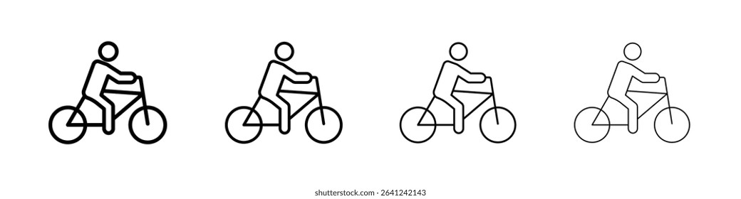 Man on bicycle icon Outline sign symbol set
