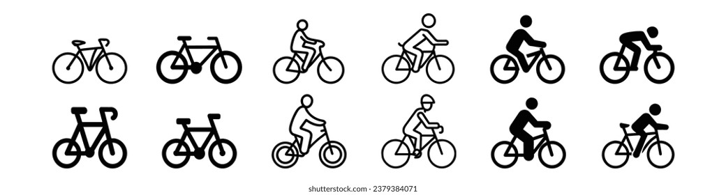 Man on bicycle icon, The man ride bicycle icon, bicycle icon, Bike. Bicycle vector icon. Concept of cycling. Go in for isolated Bike lanes with a white background. 