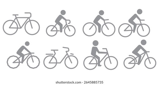 Homem no ícone de bicicleta, O homem andar ícone de bicicleta, ícone de bicicleta, Bicicleta. Ícone do vetor de bicicleta. Conceito de ciclismo. 